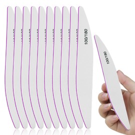 ESUOHYM 10PCS Nail Files 100/180 Set Grit Double Sided for Natural and Acrylic Nails Professional Fingernail Emery Boards and Shine Kit Supplies for Salon and Home Tech