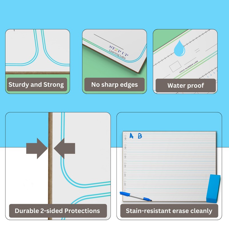 STEPUP Double Sided Whiteboard Lined Dry Erase Boards for Kids