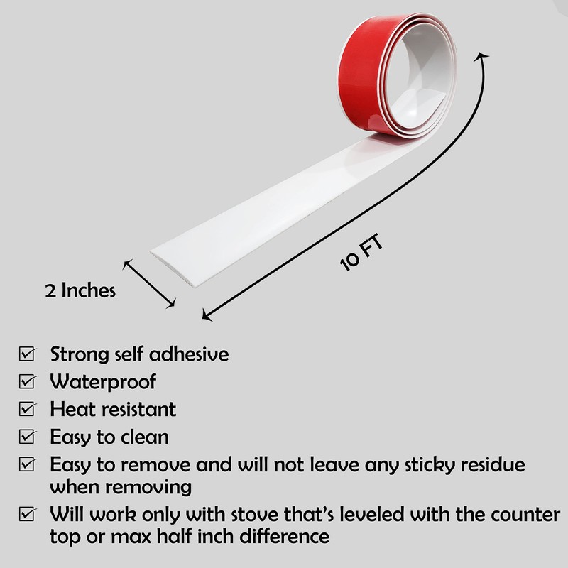Rubber Bond Kitchen Stove Gap Covers, Self-Adhesive Stove Counter Gap