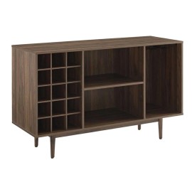 Crosley Furniture Liam Modern Wood Wine Storage Sideboard in Walnut
