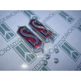 NORS 1968 1969 1970 Olds Cutlass "S" Front Fender Emblems (2)  with Hardware