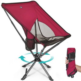 TCEK 2024 Swivel Portable Chair - Small Compact Collapsible Folding Chairs for Adults, Setup in 8 Seconds, Lightweight Outdoor Backpack Chair for Camping, Travel, Hiking, Beach, Support 300 LBS