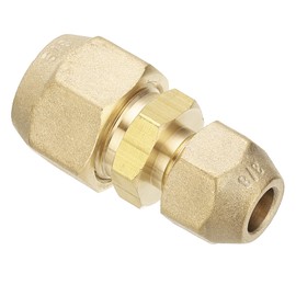PATIKIL 3/8" to 5/8" Pipe Extension Joint Connector, Free Welding Brass Pipe Coupler Adapters with 2pcs Flare Nuts for Air Conditioner Refrigeration