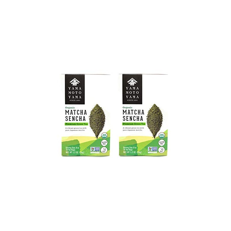 Yamamotoyama Organic Matcha Sencha Premium Green Tea (2 Pack, Total