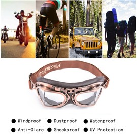 evomosa Motorbike Vintage Goggles Motorcycle Cruiser Scooter Goggle Bike Racer Cruiser Touring Goggles (Copper, Clear)