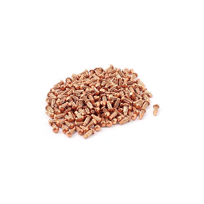 Sourcingmap 200 Pcs 5/64" x 13/64" Copper Round Head Solid