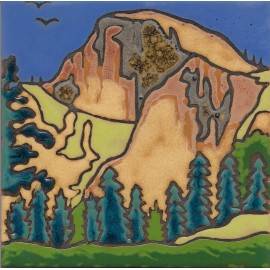 Handpainted by Elany - artist @ Pacific Blue Tile Ceramic Tile Yosemite Falls hot plate wall decor installation back splash mural