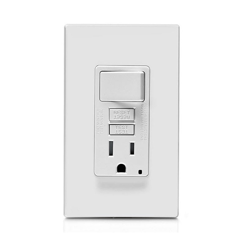 Leviton GFCI Switch Outlet Combo, 15 Amp, Self Test, Tamper-Resistant