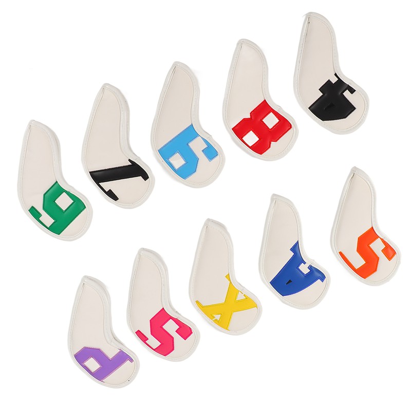 10pcs set PU Waterproof Golf Club Iron Cover Fine Sewing