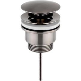 Universal Click Clack Basin Waste, Fits Sinks with or Without Overflow, Push Button Pop-Up Drain, 1.1/4" Standard Connection - With Freeflow Adaptor (Gunmetal)