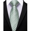 Barry.Wang Sage Green Silk Men Ties Formal Stripes Necktie Solid