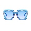 IKUVNA Oversized Crystal Rhinestone Sunglasses for Women Men Thick Frame
