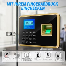 JIAN BOLAND Biometric Fingerprint Time Tracking Password Machine Employee Check-in Recorder, Time Attendance System for Small Businesses A2