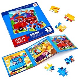 BBLIKE Magnetic Puzzles for 3 4 5 6 Year Olds, 3-in-1 Jigsaw Puzzles, 48 Piece Transport Jigsaw Puzzles Book for Toddlers, Travel Games and Travel Toys for 3 4 5 6 Year olds Boys and Girls