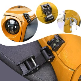 Nakuuly Hood Latches Lock Catch with U.S. Flag Style, Latch Locking Adjustable Kit Compatible with Jeep Wrangler 2007-2018 JK JKU Rubicon Sahara Sport & 2018-2025 JL JLU, 1 Pair