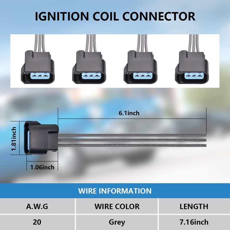 Performance Master Set of 4 Ignition Coils & Pigtail Connector