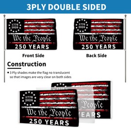 Probsin 250 Anniversary Flag 3x5 Ft Double Sided 3 Ply America Flag 250 Years of Freedom We The People 1776-2026 Patriotic Signs Hanging Decor for Room House Welcome Photo Backdrop with Brass Grommets