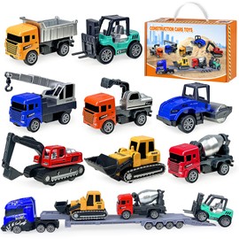 9 Pack Alloy Construction Cars Toys Mini Pull Back Car Set Educational Party Favors for Boys Girls Outdoor Truck Toys Gift Pack