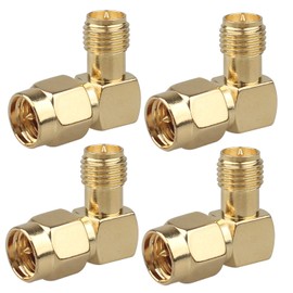 Futheda 4PCS SMA Male to RP-SMA Female (with Pin) Adapter Right Angle 90 Degree RF Coaxial Coax Connector Compatible with 4G LTE Antenna FPV Backup Camera Radio Transceiver Wi-Fi Wireless LAN Device