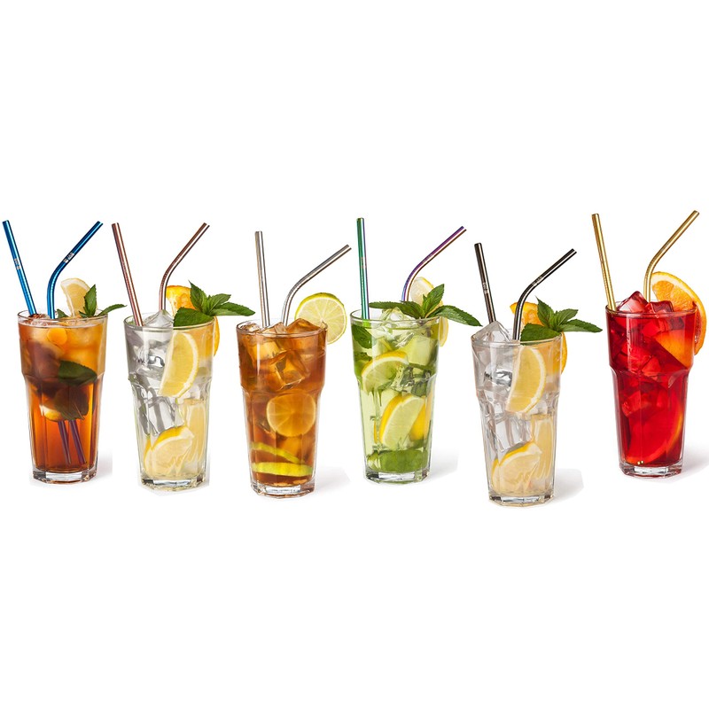 JABs 12 Silver Stainless Steel Straws Reusable Straight Straws and