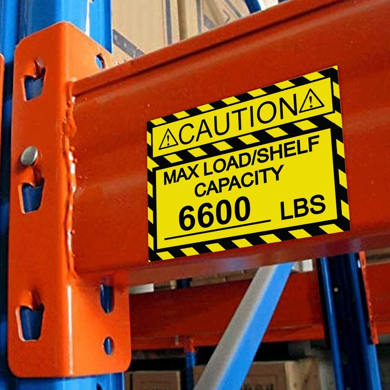 Pallet Rack Capacity Labels 3×4 Inch Caution MAX Load/Shelf LBS