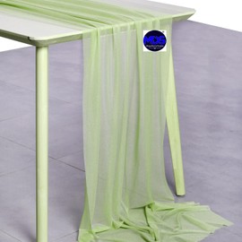 MDS 20 Pack 14ft Chiffon Table Runner 29 x 170 Inches Sheer Wedding Runner Romantic Rustic Table Runner for Wedding Decorations, Birthday Parties, Bridal Shower Party Arch Decor - Sage Green