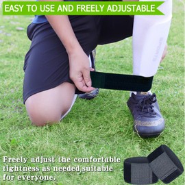 Football Shin Pad Holder, 2 Pairs of Football Shin Pads Socks, Non-Slip Tape Shin Pads Band, Football Support Holder, Freely Adjustable, Suitable for Children and Adults, Unisex