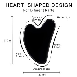 FUIYOOCEN Gua Sha Facial Tools, Natural Obsidian Guasha Tool for Face,Double Chin & Jawline, Gua Sha Stone Self-Skin Care Face Stone Gua Sha tools for Women Guasha Stone, Black