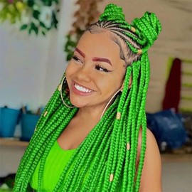 Green Braiding Hair Kanekalon Jumbo Braiding Hair Extenions Jumbo Braids Hair Glow in the Dark Braiding Hair