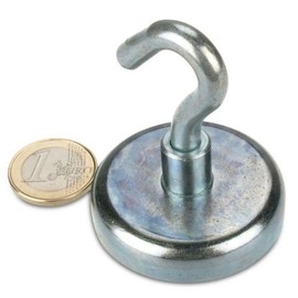 Hook Magnet Diameter 48 mm Neodymium Zinc Holds 81 kg, Magnetic Hooks, Ceiling Hooks, Wall Hooks, Insane Adhesion, Workshop