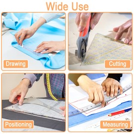 Ruler Grips, 34 PCS Transparent Quilting Rulers, Non-Slip Silicone Ruler Rings, Quilt Template Grips with Strong Adhesive (Clear, 34PCS)