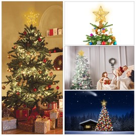 Estrellas para Arboles de Navidad, Decoraciones Brillantes para Arboles de Navidad,Estrellas LEDpara Arbolesde Navidad,Sombreros Dorados para Arbolesde Navidad de Interior y Exterior,Fiesta de Navidad