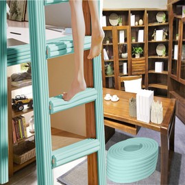 6.5ft Bunk Bed Ladder Pads, Foam Soft Corner Protectors, with Strong Adhesivefor Stair Steps Foot Comfort,Stair Edge, Sharp Edges,Table, Furniture (Green)