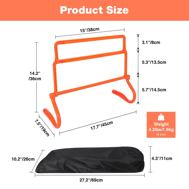 Lineslife Adjustable Agility Hurdles,4 Height Speed Training Hurdles, Portable Speed