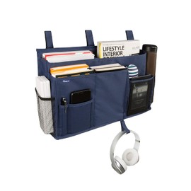 Surblue Caddy Hanging Organizer Bedside Storage Bag for Bunk and Hospital Beds, Blue, L