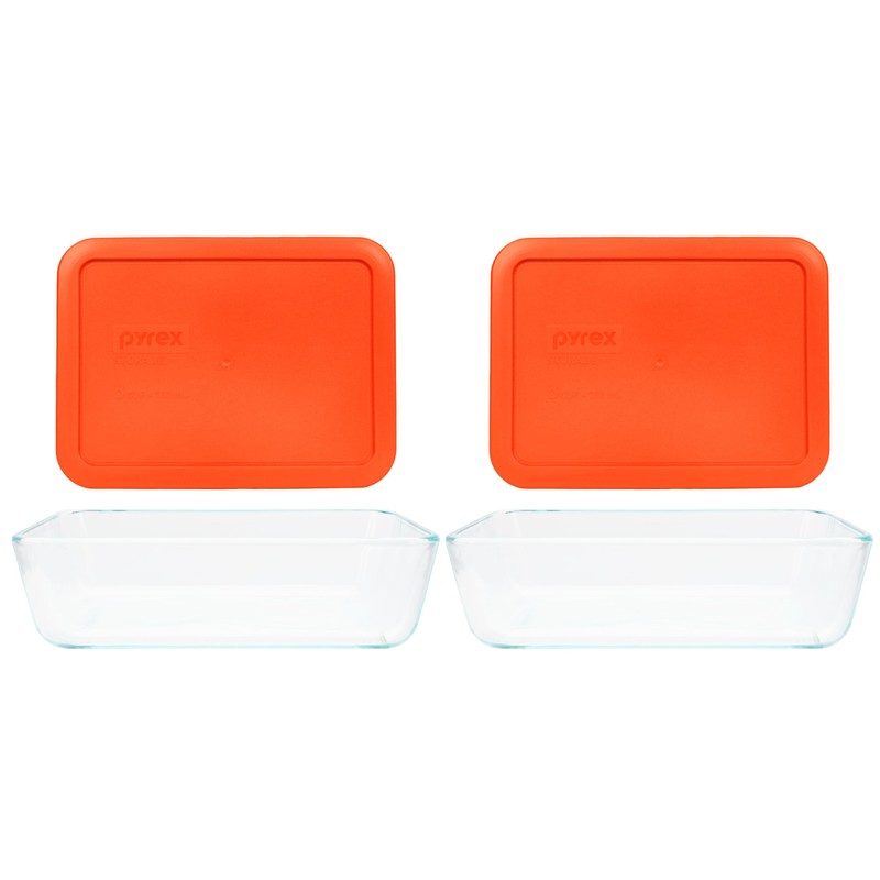 Pyrex 7210 3-Cup Glass Dish & 7210-PC Pumpkin Orange Food