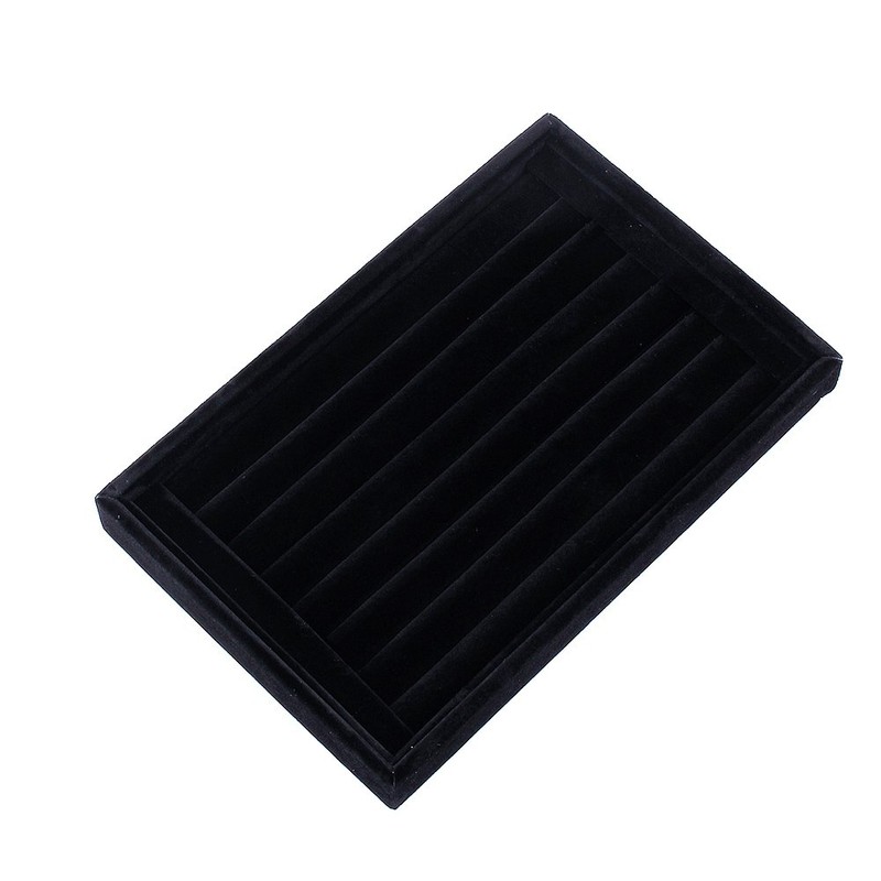 Velvet 7 Slots Ring Tray, Walfront Portable Earrings with Ring