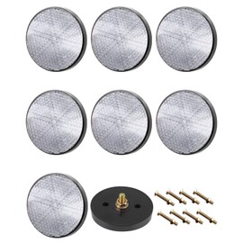 WUNZILO Pack of 8 round rear reflectors, cat's eye reflectors, 58 mm cat's eye pendants, screw-on cat's eye side spotlights, trailer reflector for cars, trailers and trucks (white)