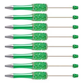 Spritewelry Rhinestone Beaded Pens Bling Crystal Beadable Pens 10 Pcs DIY Plastic Fancy Diamond Ball-Point Pen for DIY Pen Decorations Supplies Office School - Green