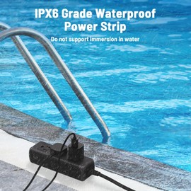 EIGSO 15 FT Outdoor Extension Cord, IPX6 Grade Waterproof Power Strip with 3 Outlets, Anti-Electric Shock, Weatherproof for Outdoor Patio Garden, Black