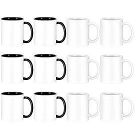 TANGLONG Sublimation Mugs 11 oz Set of 12 Sublimation Coffee Mugs Sublimation Cups Tazas Para Sublimar Coffee Cups 6 White and 6 Black
