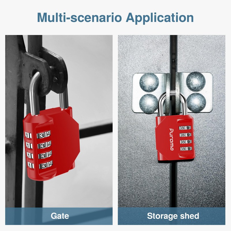 Puroma 2 Pack Combination Lock 4 Digit Locker Lock Outdoor
