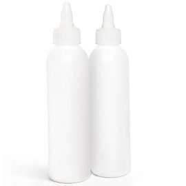 BRIGHTFROM Twist Top Applicator Bottles, Squeeze 6 OZ Empty Plastic Bottles, Refillable, Open/Close Nozzle - Multi Purpose (Pack of 2) (White)