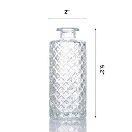 Glass Bud Vases Set of 12, Small Diamond Bud Vases in Bulk, Mini Flower Vases for Centerpieces, Vintage Vase for Table Decorations, Wedding, Office, Recepetion, Home Decor.(Clear)