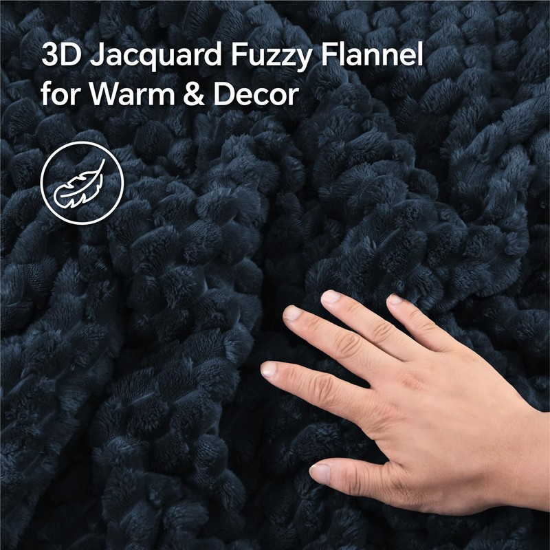 BEDELITE Fluffy King Size Comforter Set - Navy Blue Fleece