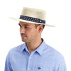 Dockers Men's Straw Fedora Hat, Tan/Navy, S/M