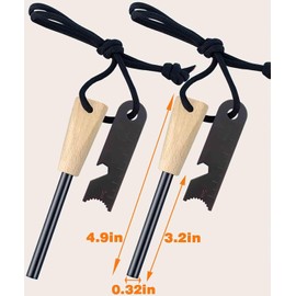 2 Pack Fire Starter Survival Tool, Flint and Steel with Ferro Rods Fire Starters for Campfires, Outdoor Bottle Opener, and is Suitable for Emergency fire Making in Wild Camping, Hiking and outings.