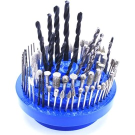 Jeanoko 1-13mm Drill Storage Box Round Shape Hard Plastic Drill Bit Organizer Storage Case Stand 100pcs Hole for Drill Bit