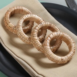 Goroly Home Rattan Napkin Rings Set of 24 for Wedding Party Decoration, Napkin Holder for Table Decoration, Christmas Table Decorations, Thanksgiving Home Decor (Brown)