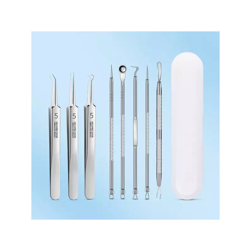 피지제거기 블랙헤드 8종세트 압출핀셋 Blackhead Remover 8-Piece Set Pore Extractor